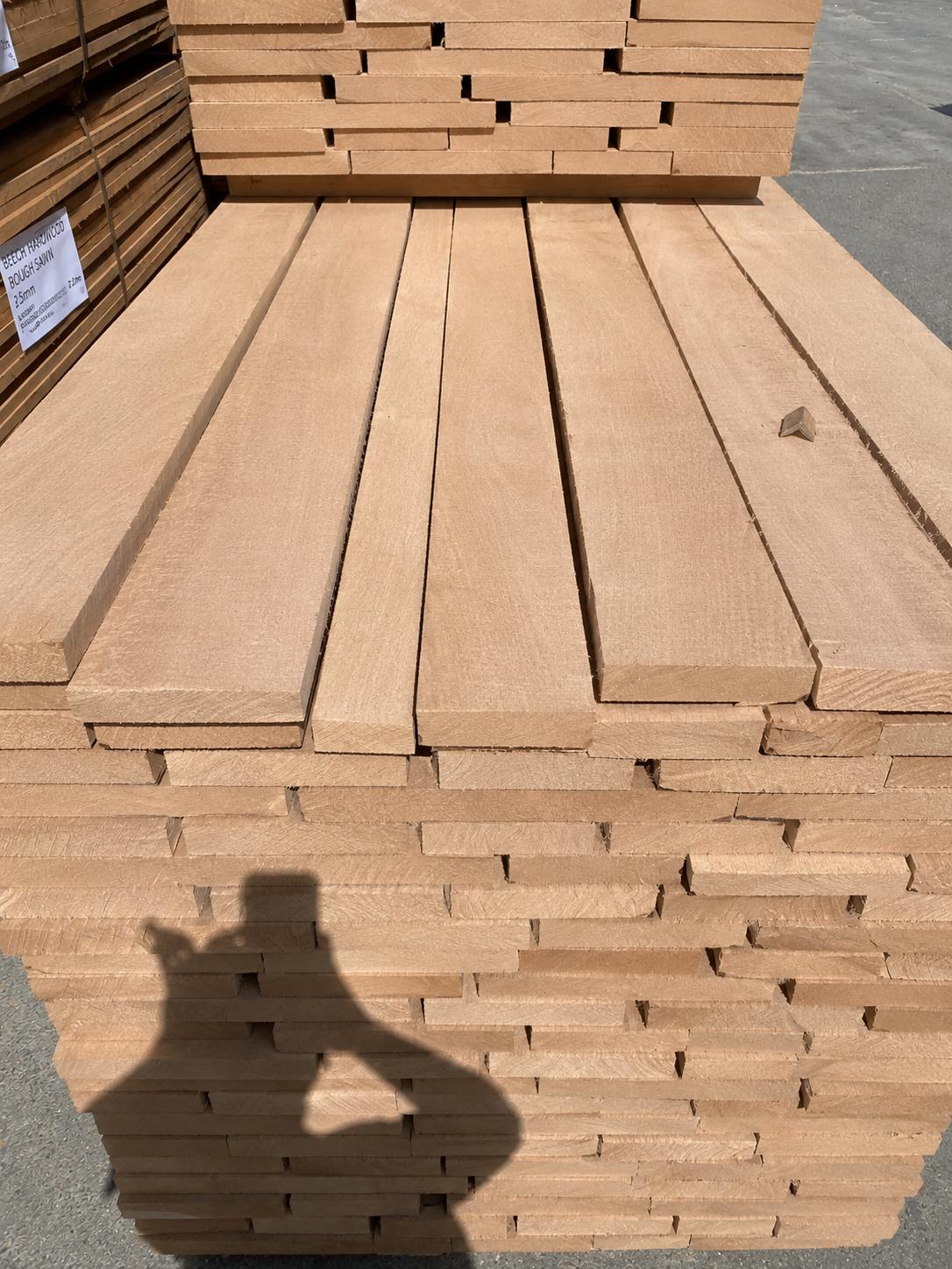 Sawn Beech Hardwood Timber Board | Choose Size | Rough Sawn Hardwood Kiln Dried
